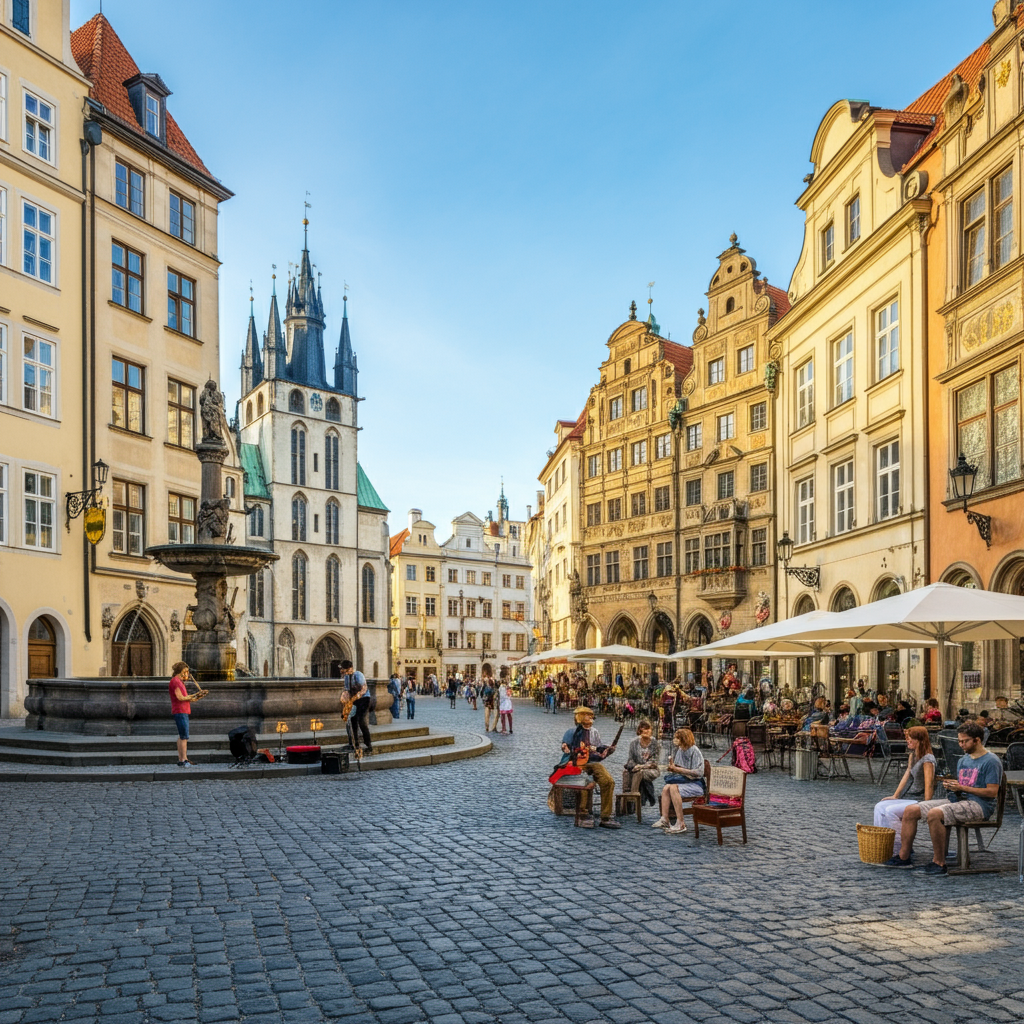 Panoramic view of Маријин Трг showcasing historic architecture alongside modern elements in the city center